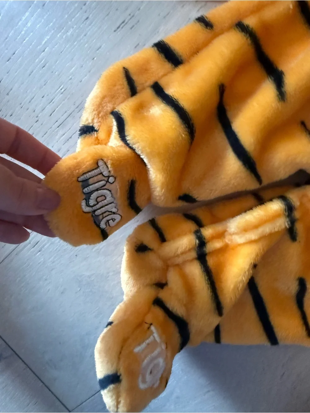 Disney Tigger Plush Hooded One-Piece Romper with Bib - Orange Tiger Stripe